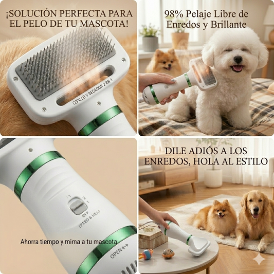 Cepillo Y Secador De Mascotas 2 En 1