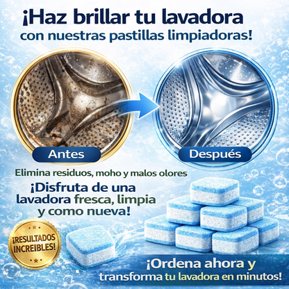 Pastillas Efervescentes para Limpieza de Lavadoras Pack 36 Unidades.