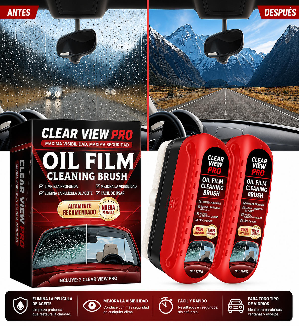 CH -ClearView Pro – Cepillo Antiempañante